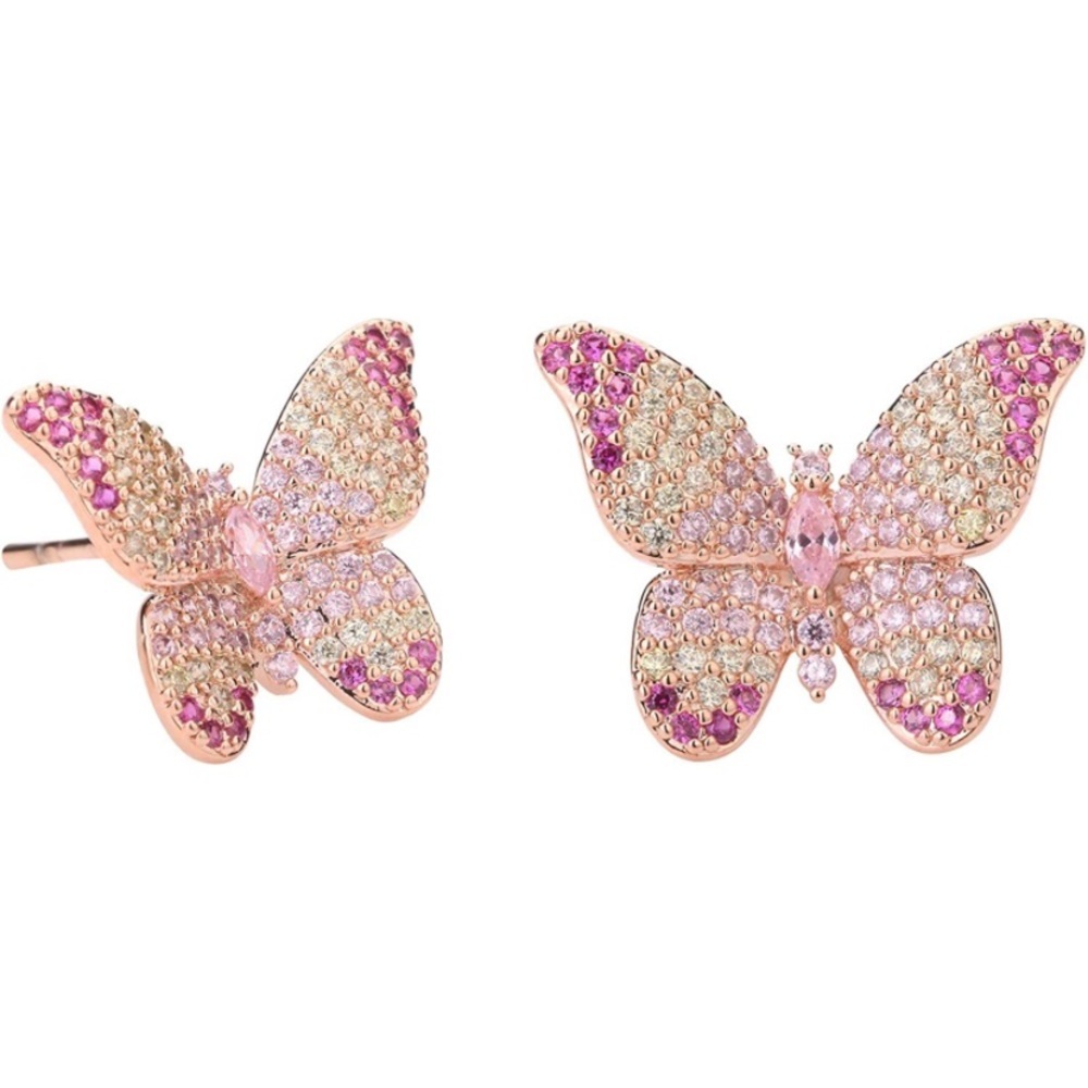 14k Pave Diamond Butterfly Earrings